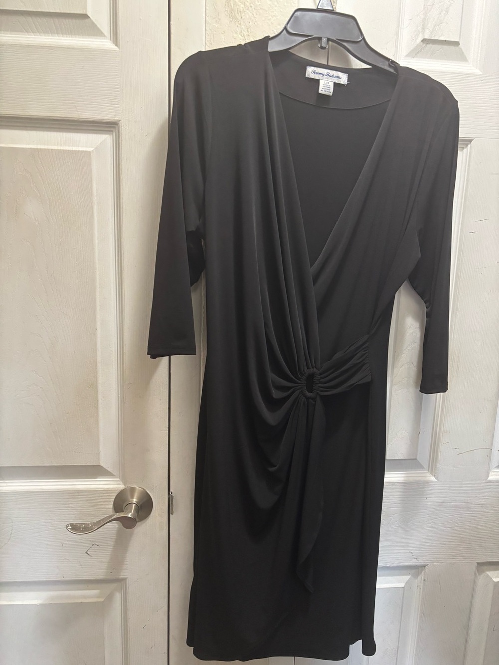 Tommy Bahama Black Knot-Front Wrap Dress